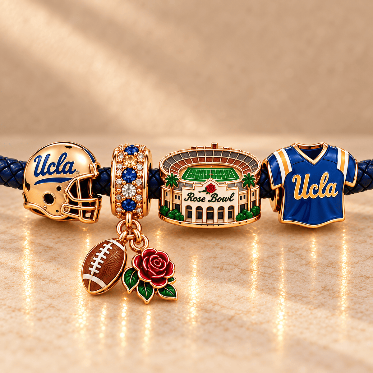 UBMB Braided Leather Charm Bracelet Set NHVH