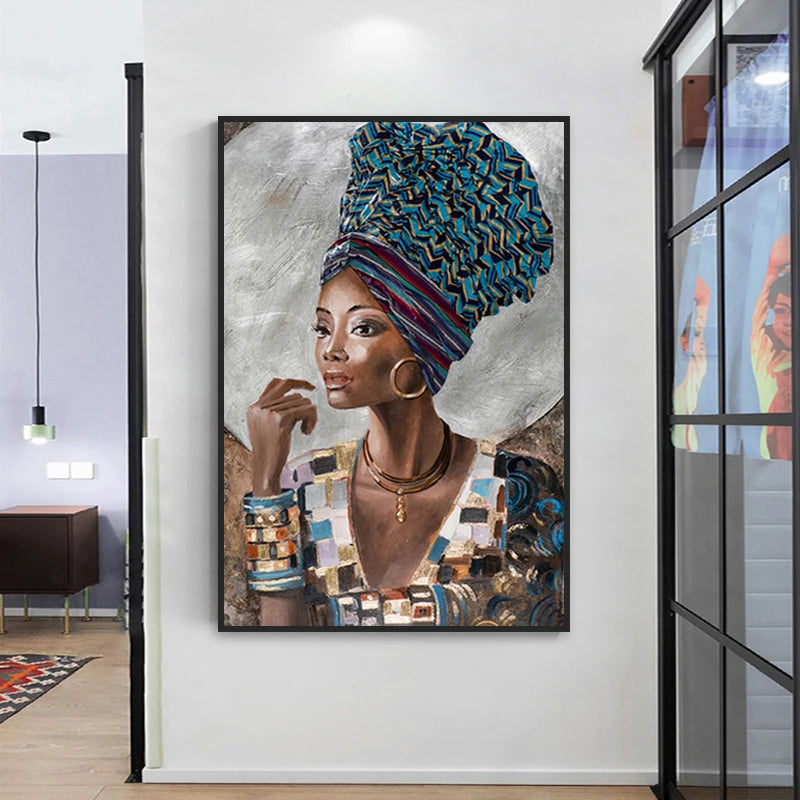 African Black Woman Abstract Art Posters And Prints National Style Women Canvas Paintings Pictures for Living Room Wall Decor