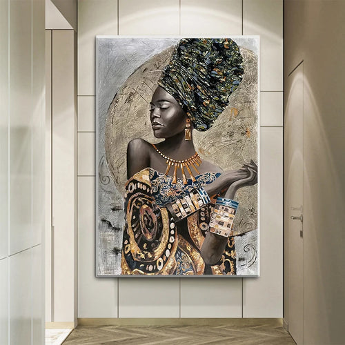 African Black Woman Abstract Art Posters And Prints National Style Women Canvas Paintings Pictures for Living Room Wall Decor