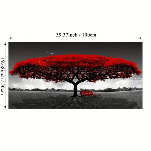 1pc Abstract Red Tree Oil Painting, Print On Canvas Art Prints, Posters And Prints Landscape Wall Art Pictures, Home Wall Decora